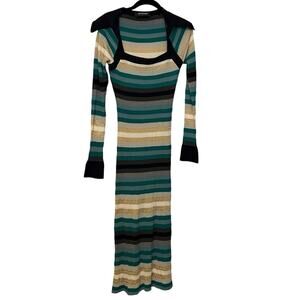 Kiko Kostadinov Green Black Esmerelda Knit Midi Dress Size EU 38 Small